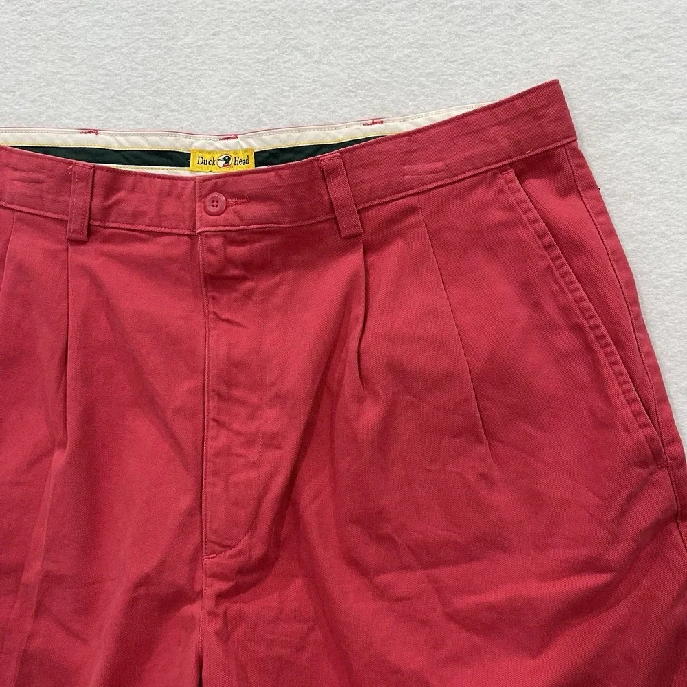 Vintage Duck Head Shorts Mens 36 Dark Pink Pleated Cotton Chino Khaki Adult NWT